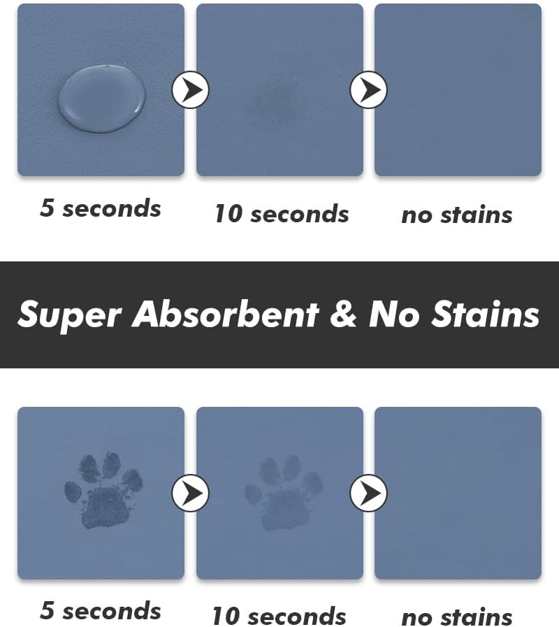 MontVoo Absorbent Dog Food Mat-Dog Mat for Food and Water Bowl - Blue / 12"x19" - image 2