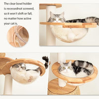 57'' Cat Tower for Large Cats, Manual Hand Woven Modern Multi-Level Condo with Natural Wood, Cat Activity Centre for Medium and Big Pets