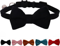Cat Collar Breakaway with Bell and Removable Bow Tie Safety Buckle - Black