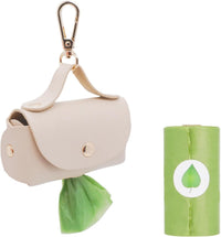 Leather Poop Bag Holder Dispenser for Leash - Beige