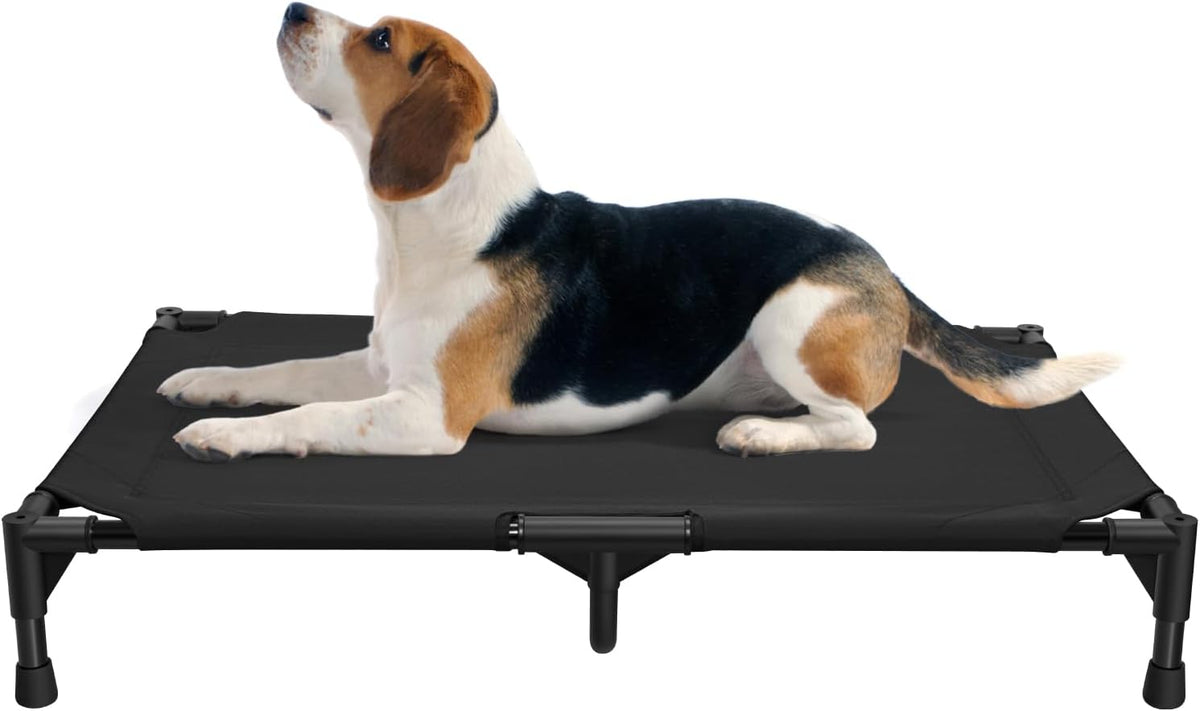 Love&go Elevated Dog Bed with Metal Frame - M - Black / Medium-29.9x19.5x5.5 inch