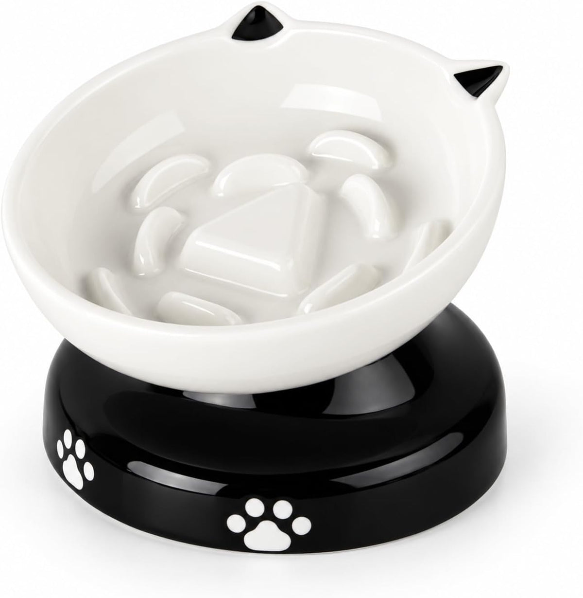 Y YHY Ceramic Cat Slow Feeder - White / 6 inches