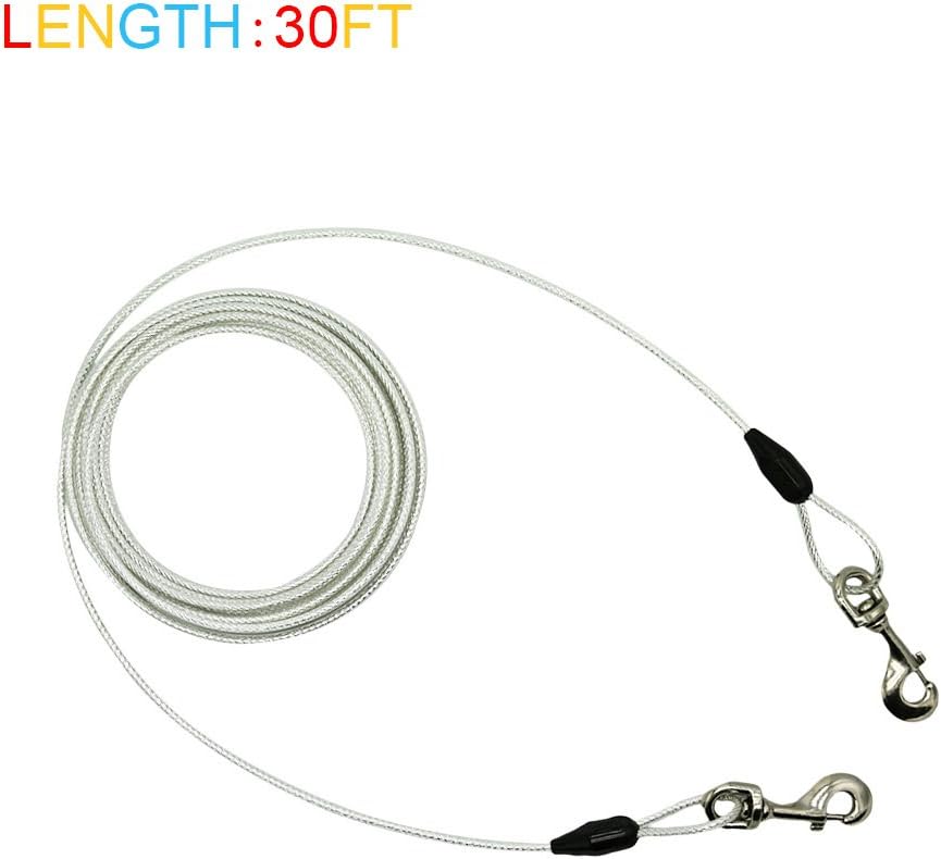 30ft Reflective Tie-Out Cable for Heavy Dogs Up to – Essentials for Dogs - 125lbs30ft / Black & Silver - image 2