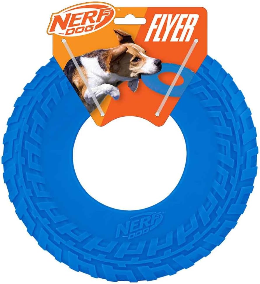 Nerf Dog Tire Flyer Dog Toy Gift Set - Blue / 10 Inch