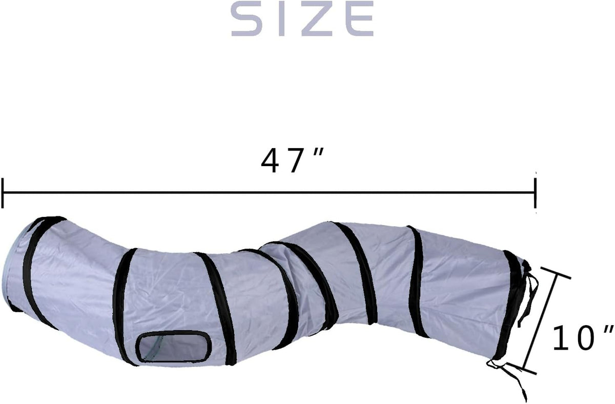 iCAGY Cat Tunnel Toys for Indoor Cats Kittens Rabbits - 47" (Shape S) / Dark Grey - image 4