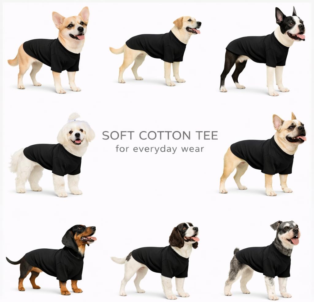 Lovelonglong Pet Clothing Dog Costumes Basic Blank T-Shirt Tee Shirts - M (-9lbs) / Black - image 3