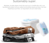 Pet Parents Washable Dog Diapers + Extendrs of Durable Doggie Diapers - Natural / Medium (14-20") - image 3