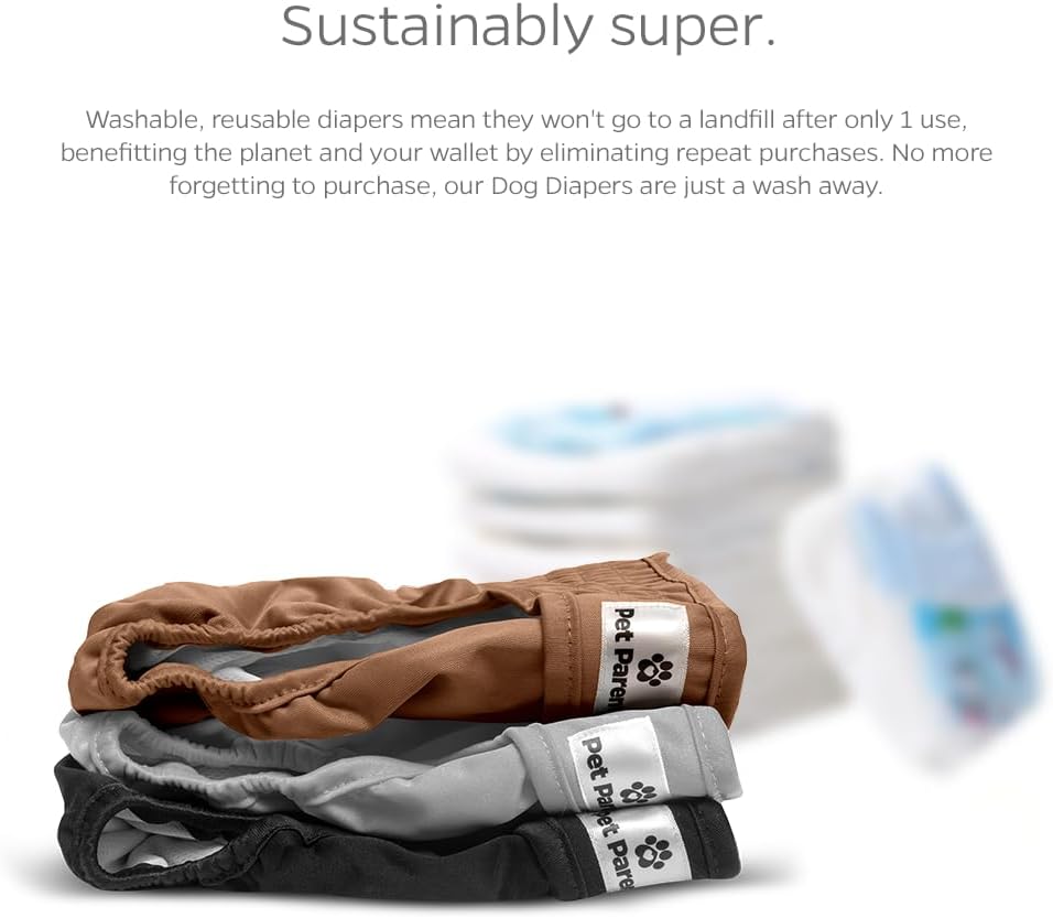 Pet Parents Washable Dog Diapers + Extendrs of Durable Doggie Diapers - Natural / Medium (14-20") - image 3