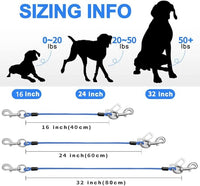 Dog Seat Belt Harness for Car,Dog Seatbelt of Coated Wire Leash Safety Restraint,No Chew Tether Cable Vehicle,Double Clips & Latch(Blue, 16 inch/40 CM)
