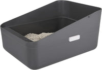 Open Cat Litter Box:Odor Reducing Anti Splash Design – Daily Care for Cats - Gray Medium
