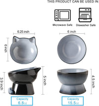 Nihow Ceramic Basic Cat Bowls: 5 Inch Cat Bowl for Food & Water – Essentials for Cats - 6.8 OZ+15.5 OZ / Gray - image 2