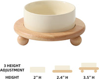 Cat Bowls Set of Two, 5.1” Ceramic Cat Food Bowls - Light Yellow / Bowl+Tray - 5.1" - image 2
