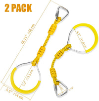Swing Gymnastic Ring Warrior Obstacle Course Slackline Climb Trapeze - 2 Pack / Yellow - image 3