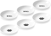 Ceramic Cat Bowls, Raised, Whisker Friendly - basic dish，6 pack / fishbone+cat paw