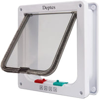 Large Cat Door, 4 Way Locking Cat Flap Door for Interior Exterior Doors, Weatherproof Pet Door - M - Inner Size: 5.9" x 6.3" ( W x H)