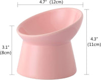 Elevated Cat Bowls, 15° Tilted Ceramic Cat Food Bowl - Pink / Small - image 2