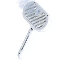 Pet Steam Brush for Cats Dogs, 3-in-1 Cat Grooming Tool with Water Spray and Quick Hair Release Button, Hair Removal Comb for Shedding, Steamy Brush (White)