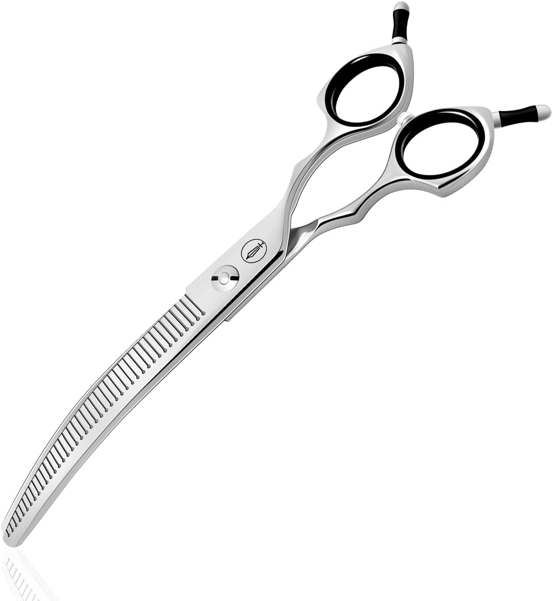 Curved Dog Grooming Scissors, Trimming Face and Paws. - Curved Fluffer / 7.0"