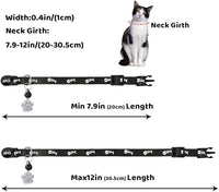 Personalized Breakaway Cat Collars Glow-in-The-Dark with ID Tag, Bell - Safety Quick - Release, Customizable for Female Male Kittens & Cats (Black)