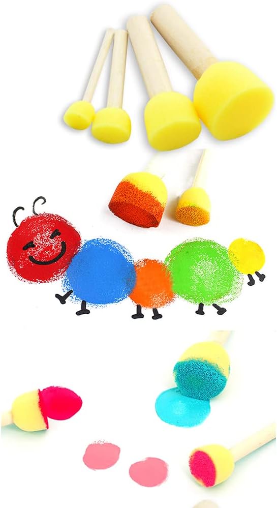 Kids Art & Craft Painting Drawing Tools Mini Flower Sponge Brush Set - image 4