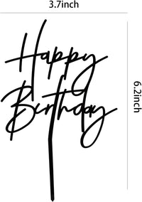 Black acrylic Happy Birthday cake topper on a frosted birthday cake - view 11