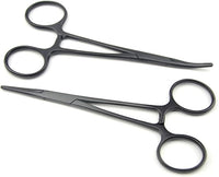 LILYS PET Pet Colourful Stainless Steel Hemostat Hemostatic Forcep,Pet Ear Hair Pull Forcep,Bend head and Straight head kit (Black, 12cm)