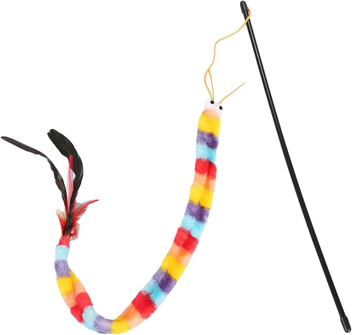 QWINEE Cat Wand Toys, Cat Interactive Toy - One Size / Deep Multicolor
