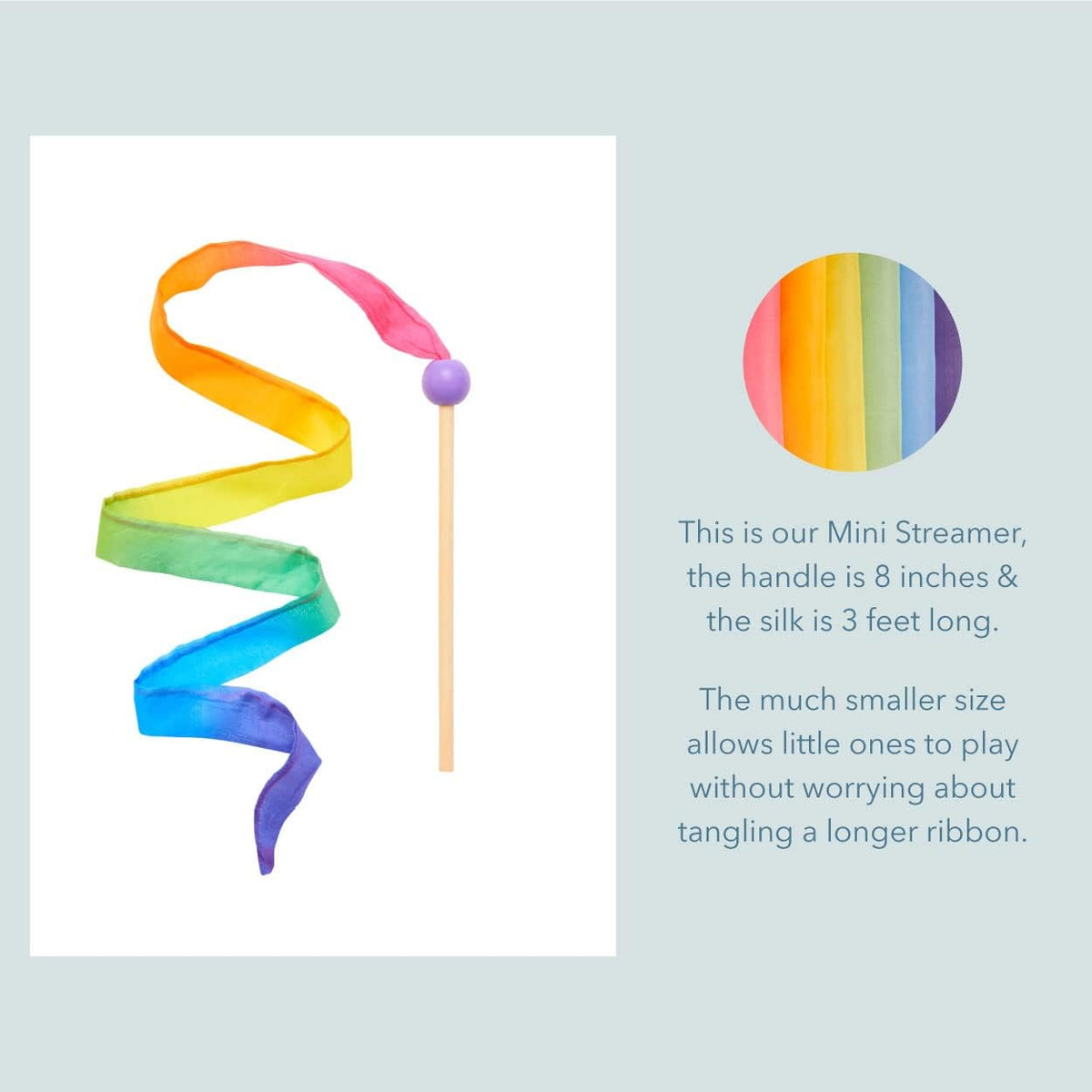 Sarah's Silks Mini Rainbow Streamer, Long Ribbon Wand for Kids - 2 - image 3