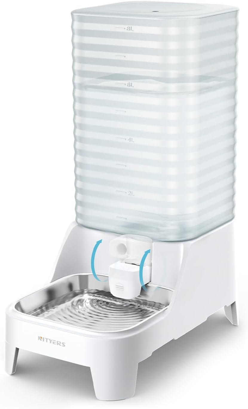 Automatic Dog Water Bowl Dispenser with Patented Faucet - 8L