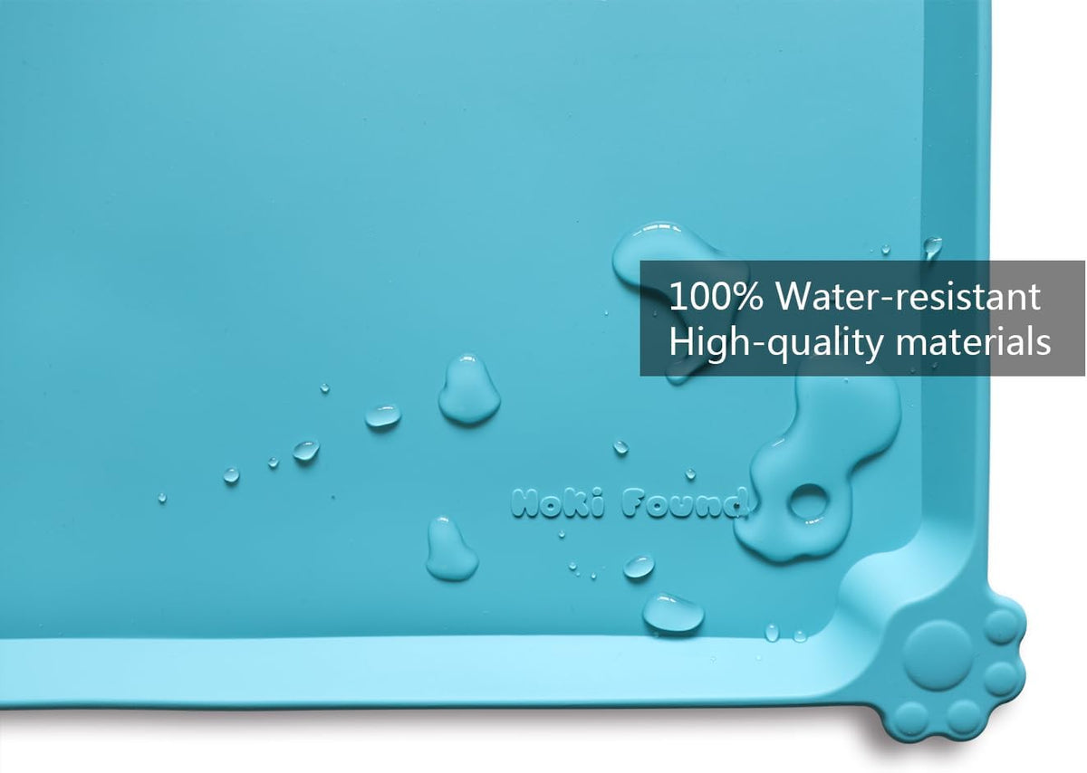 Hoki Found -Waterproof Pet Feeding Mats with High Lips - 22"L x 14"W / Glacier - image 3