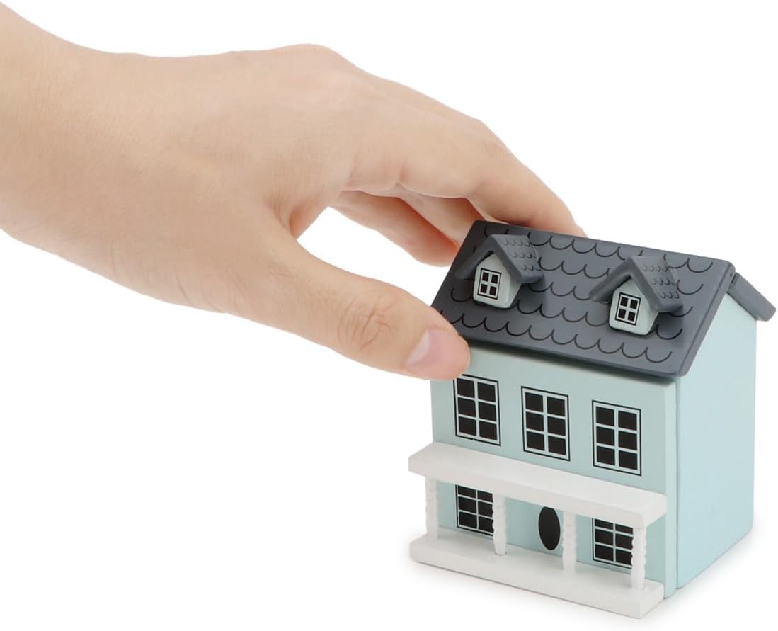 Cutemini blue palm-sized miniature wooden house for 1/12 dollhouse scenes - view 2