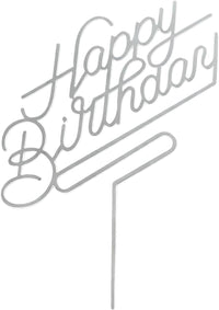 Black acrylic Happy Birthday cake topper on a frosted birthday cake - view 7