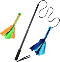 Interactive Dog Toys - Extendable Flirt Pole with 2pcs Squeaky Plush Toy Tugs Red Green for Dog - new blue