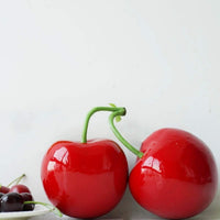 XINFU artificial big double cherry fake fruit decoration, 3.8 inch diameter - view 2