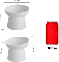 Elevated Cat Bowls, 15° Tilted Ceramic Raised Cat Food and Water Bowl Set, Whisker-Friendly - White / 5.2 Inch (Pack of 4) - image 2