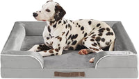 Friends Forever Large Dog Bed Couch - All-Foam Bolster Bed / Ally Grey / Large (35" x 25" x 6.5")