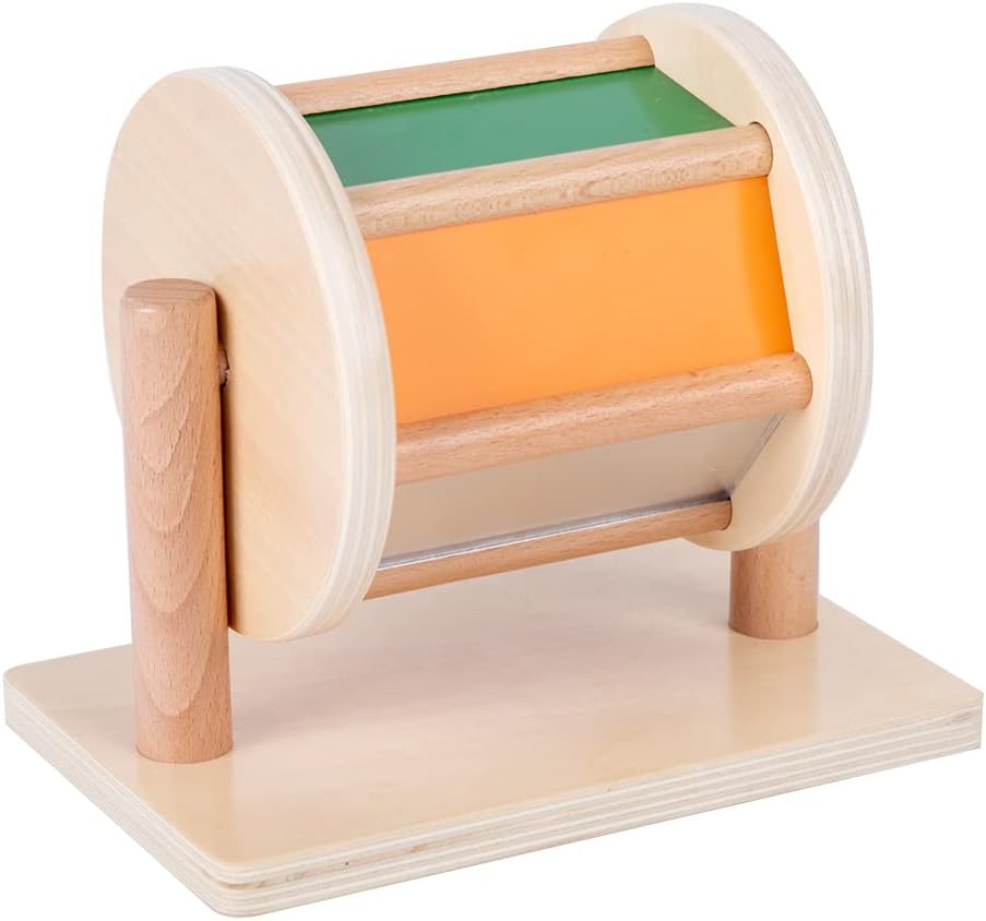 Adena Montessori Play Kit: Knob Puzzle, Drum & Ball, 6-12m – Fun for Kids & Family - Spinning Drum
