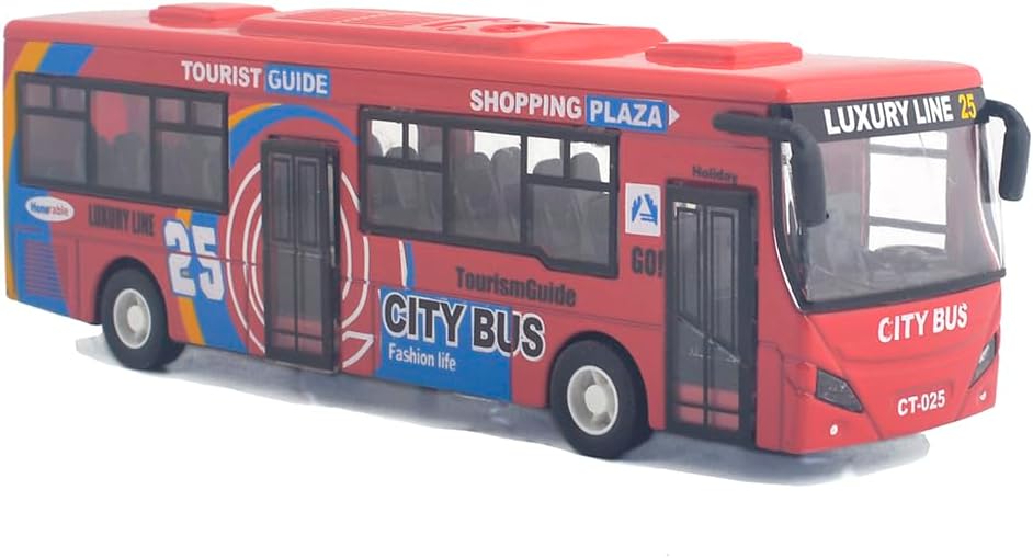 Ailejia yellow diecast city bus toy with pull back motor, lights and music - view 3
