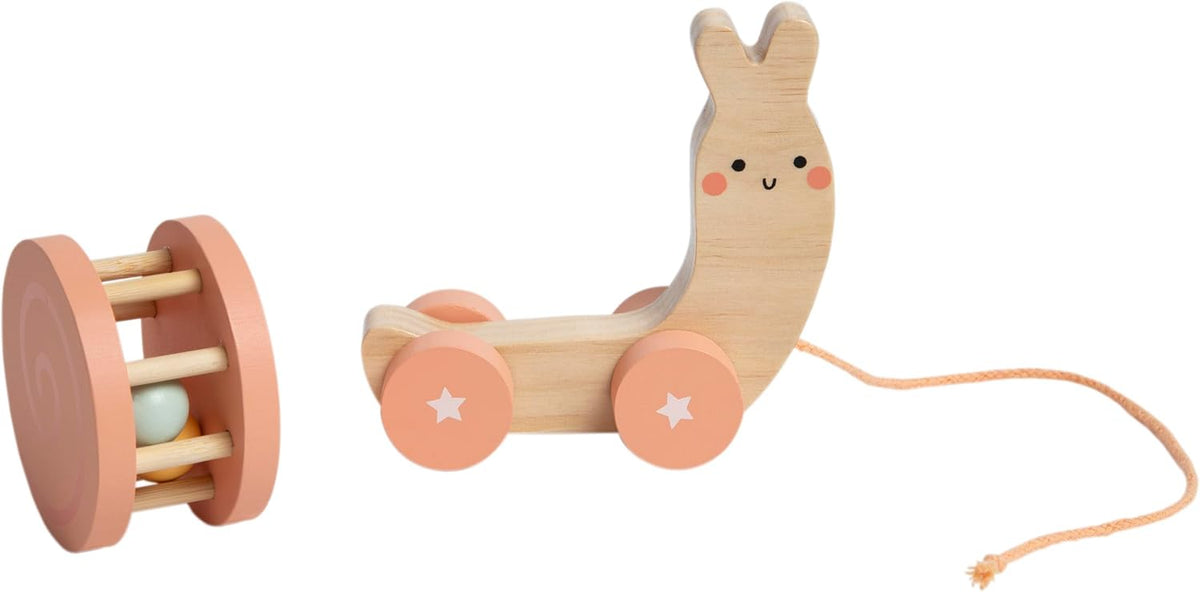 Pearhead Montessori Snail Pull Toy, Wooden Toddler Walking Toy – Fun for Kids & Family - image 3