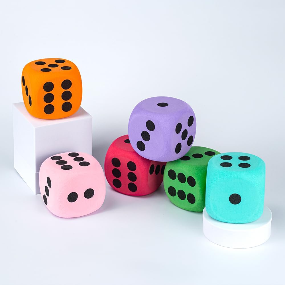Yowget 6 piece large EVA foam dice, 3.15 inches each - view 3