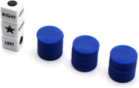 Bilywey Left Right Dice Game Set with 3 Dices + 36 Black Chips – Fun for Kids & Family - Blue - image 4