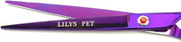 LILYS PET Professional PET Grooming Scissors Kit,Coated Titanium,Sharp and Strong Stainless Steel Blade for Dogs Cats Hair Cutting,3 Pieces of Scissors with a Comb and a Case (7.5 inches, Purple)