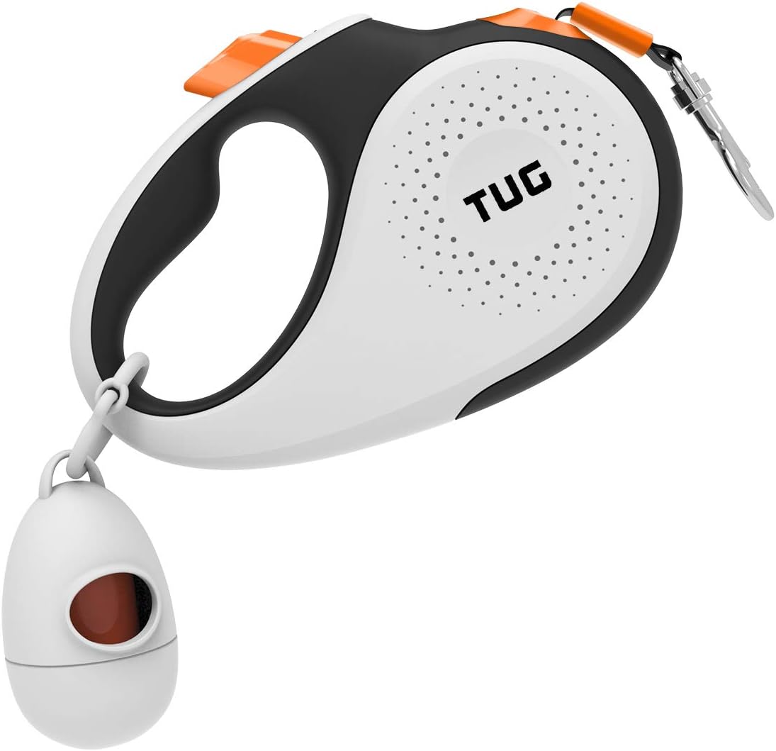 TUG 360° Tangle-Free Retractable Dog Leash with Waste Bag Dispenser – Essentials for Dogs - Large / White/Orange