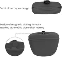 AUDWUD - Silicone Dog Treat Pouch - Clip on Portable Training Container - Convenient Magnetic Buckle Closing and Waist Clip - No BPA