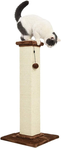 Amazon Basics Cat Scratcher - Indoor Classic Single Cat & Kittens Scratching Post with Sisal Rope, Jute Fiber, Large (35.4"H) - Brown