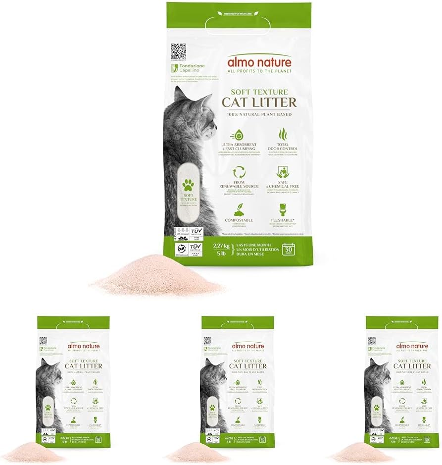 Almo Nature Soft Texture Cat Litter 10 lbs, Plant-Based - 5 lb (Pack of 4)