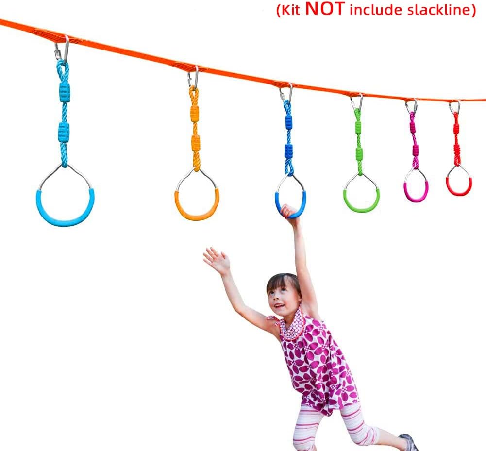 Swing Gymnastic Ring Warrior Obstacle Course Slackline Climb Trapeze - 2 Pack / Purple - image 4