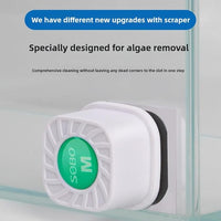 Mini Magnetic Aquarium Brush with Scraper Blade - Fish Tank Dirt Remover for Small Glass/Acrylic Tanks, Safe for Betta & Shrimp (5-20 Gallon) (Large with Scraper)