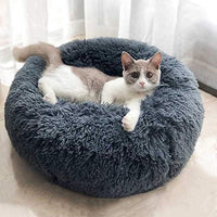 Cat Bed for Indoor Cats, Mini Plush Self Warming Kitten Bed - Small 20'' / Dark Grey - image 2