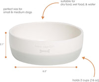 Pearhead Ceramic Dog Bowl, Woof Speckled Pet Food & Water Dish - Gray Bone Appetit Bowl / Small (Pack of 2) - image 3